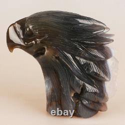 5.1 Natural Geode Agate Quartz Crystal Hand Carved Eagle Head Animal 1112g