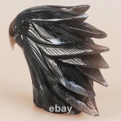 5.1 Natural Geode Agate Quartz Crystal Hand Carved Eagle Head Animal 624g