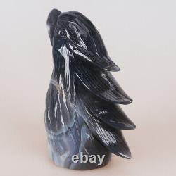 5.1 Natural Geode Agate Quartz Crystal Hand Carved Eagle Head Animal 768g