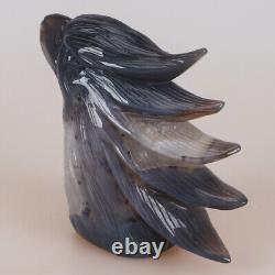 5.1 Natural Geode Agate Quartz Crystal Hand Carved Eagle Head Animal 810g