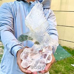 5.17LB Natural white Quartz Hand Carved Crystal Flying Eagle Reiki Healing