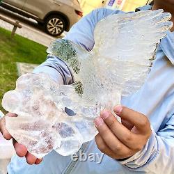 5.17LB Natural white Quartz Hand Carved Crystal Flying Eagle Reiki Healing