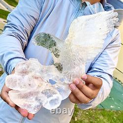 5.17LB Natural white Quartz Hand Carved Crystal Flying Eagle Reiki Healing