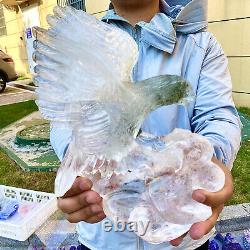 5.17LB Natural white Quartz Hand Carved Crystal Flying Eagle Reiki Healing