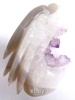 5.4'' Amethyst Geode Eagle Skull Hand Carved Crystal Sculpture, Home Decorator