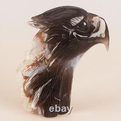 5.4 Natural Geode Agate Quartz Crystal Hand Carved Eagle Head Animal 882g