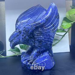 5.50LB Natural blue-veins stone Quartz Hand Carved Eagle Skull Crystal healing