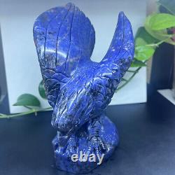 5.50LB Natural blue-veins stone Quartz Hand Carved Eagle Skull Crystal healing