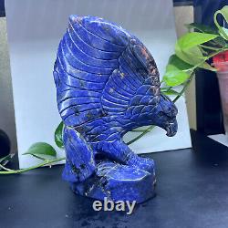 5.50LB Natural blue-veins stone Quartz Hand Carved Eagle Skull Crystal healing