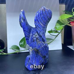 5.50LB Natural blue-veins stone Quartz Hand Carved Eagle Skull Crystal healing