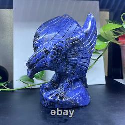 5.50LB Natural blue-veins stone Quartz Hand Carved Eagle Skull Crystal healing