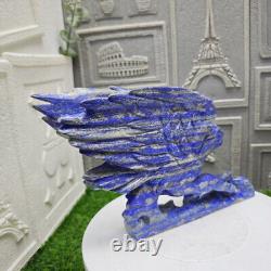 5.57lb Natural Lapis lazuli Quartz Hand Carved Eagle Skull Crystal Reiki Decor