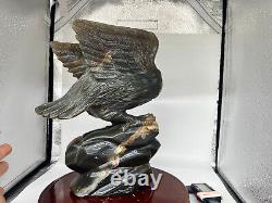 5.5LB Natural Geode Agate Quartz Hand Carved Crystal Eagle Skull Reiki Gem Decor