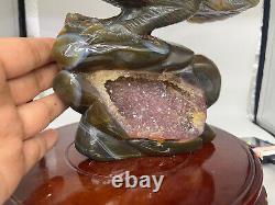 5.5LB Natural Geode Agate Quartz Hand Carved Crystal Eagle Skull Reiki Gem Decor