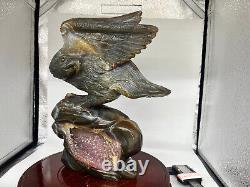 5.5LB Natural Geode Agate Quartz Hand Carved Crystal Eagle Skull Reiki Gem Decor