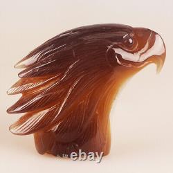 5.7 Natural Geode Agate Quartz Crystal Hand Carved Eagle Head Animal 780g