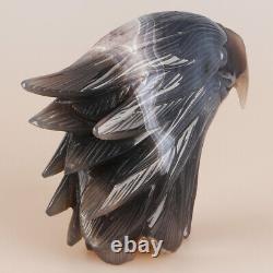 5.7 Natural Geode Agate Quartz Crystal Hand Carved Eagle Head Animal 991g