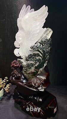 5.7LB Natural Ghost Phantom Eagle Skull Hand-carved Quartz Crystal Reiki Healing