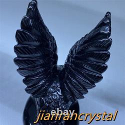5.9 Natural Obsidian Quartz Hand Carving Crystal Eagle Skull Reiki Healing 1pc