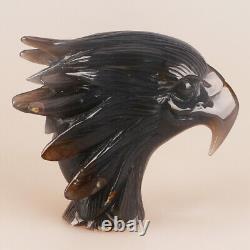 5 Natural Geode Agate Quartz Crystal Hand Carved Eagle Head Animal Healing 630g