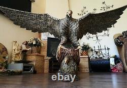 50 Exclusiv! Vintage big beautiful Hand Carved Wood Eagle Figure Statue USSR