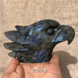 500g Natural labradorite Quartz hand carved crystal eagle head Healing