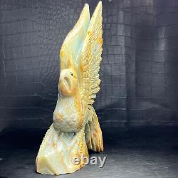 504g Natural Crystal Mineral Specimen. Amazon Stone. Hand-carved Eagle. Gift. P5