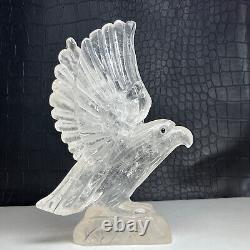 512g Natural Crystal Specimen. Crystal Quartz. Hand-carved EAGLE. Statue. HK