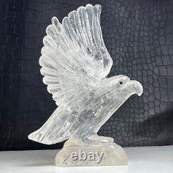 512g Natural Crystal Specimen. Crystal Quartz. Hand-carved EAGLE. Statue. HK