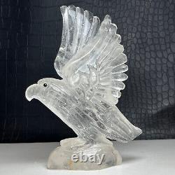 512g Natural Crystal Specimen. Crystal Quartz. Hand-carved EAGLE. Statue. HK