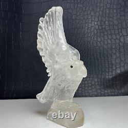 512g Natural Crystal Specimen. Crystal Quartz. Hand-carved EAGLE. Statue. HK