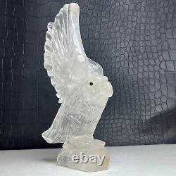 512g Natural Crystal Specimen. Crystal Quartz. Hand-carved EAGLE. Statue. HK