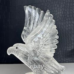 512g Natural Crystal Specimen. Crystal Quartz. Hand-carved EAGLE. Statue. HK