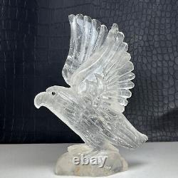 512g Natural Crystal Specimen. Crystal Quartz. Hand-carved EAGLE. Statue. HK