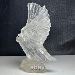 512g Natural Crystal Specimen. Crystal Quartz. Hand-carved EAGLE. Statue. HK