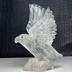 512g Natural Crystal Specimen. Crystal Quartz. Hand-carved EAGLE. Statue. HK