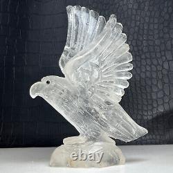 512g Natural Crystal Specimen. Crystal Quartz. Hand-carved EAGLE. Statue. HK