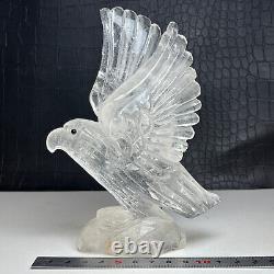 512g Natural Crystal Specimen. Crystal Quartz. Hand-carved EAGLE. Statue. HK