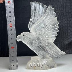 512g Natural Crystal Specimen. Crystal Quartz. Hand-carved EAGLE. Statue. HK