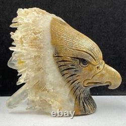 513g Natural quartz crystal cluster mineral specimen, hand-carved the Eagle gift