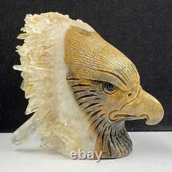 513g Natural quartz crystal cluster mineral specimen, hand-carved the Eagle gift