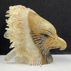 513g Natural quartz crystal cluster mineral specimen, hand-carved the Eagle gift