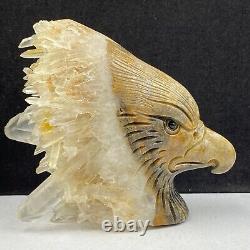 513g Natural quartz crystal cluster mineral specimen, hand-carved the Eagle gift