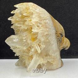 513g Natural quartz crystal cluster mineral specimen, hand-carved the Eagle gift