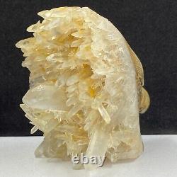 513g Natural quartz crystal cluster mineral specimen, hand-carved the Eagle gift