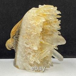 513g Natural quartz crystal cluster mineral specimen, hand-carved the Eagle gift