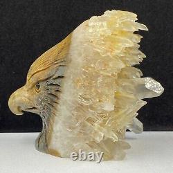 513g Natural quartz crystal cluster mineral specimen, hand-carved the Eagle gift