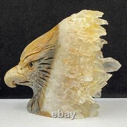 513g Natural quartz crystal cluster mineral specimen, hand-carved the Eagle gift