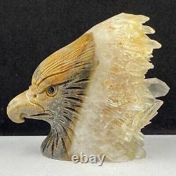 513g Natural quartz crystal cluster mineral specimen, hand-carved the Eagle gift