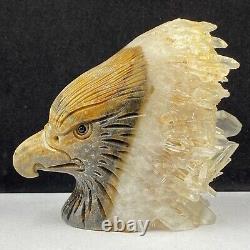 513g Natural quartz crystal cluster mineral specimen, hand-carved the Eagle gift